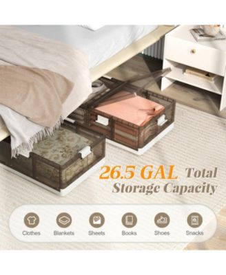 2-Pack Under-Bed Rolling Storage Containers with 44 lbs Capacity and Folding Design