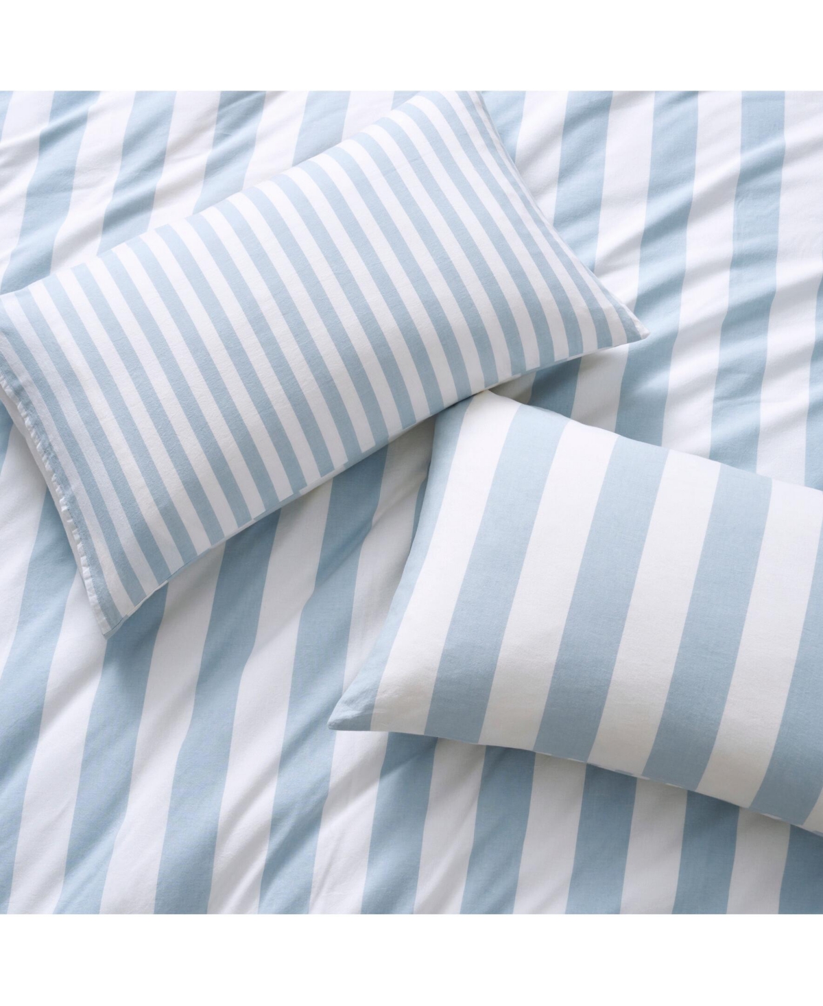 Dkny Reversible Stripe Vintage Washed Cotton 3-Pc. Duvet Set