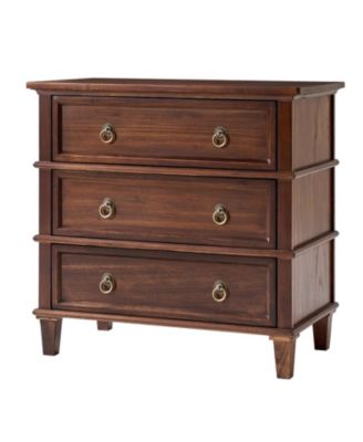 Allisa 28"W 3-Drawer Solid Wood End Table with Built-in Charging Station