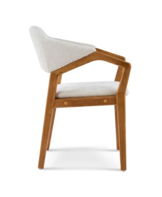 Dining Chair Set of 2, Chenille Upholstered Armchair, Wooden Kitchen Chairs with Curved Backrest for Dining Room, Small Spaces