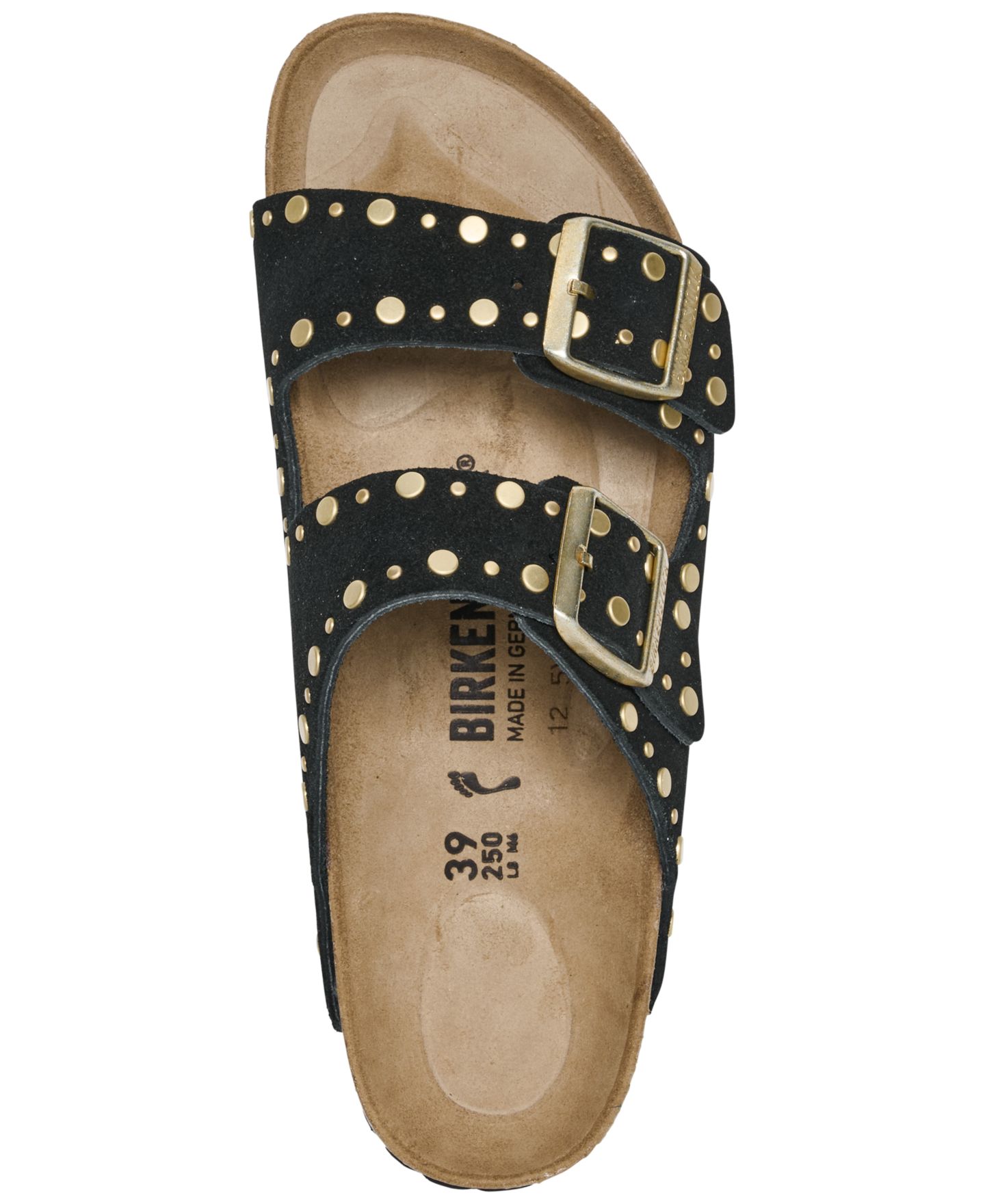Женские сандалии Birkenstock Arizona Rivets Suede Leather, цвет: Чёрный — фото 5