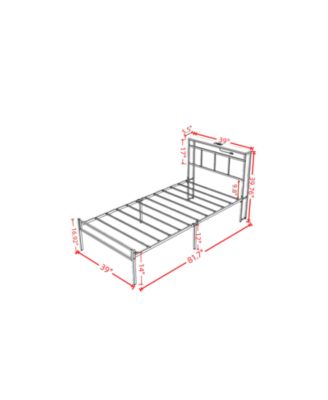 14 Inch Twin Bed Frame with Storage Headboard, Metal Platform Bed Frame with USB-C