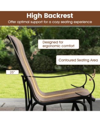 2-Person Outdoor Glider Bench with High Backrest and Metal Frame