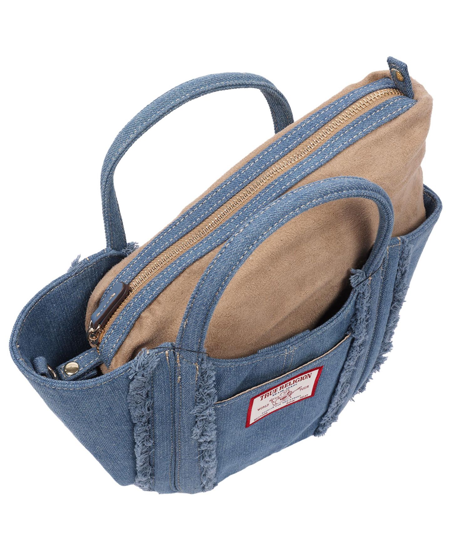 Женская сумка True Religion Atlas Frayed Medium – Denim Carryall with Removable Crossbody Strap, цвет: Тёмный джинсовый — фото 6