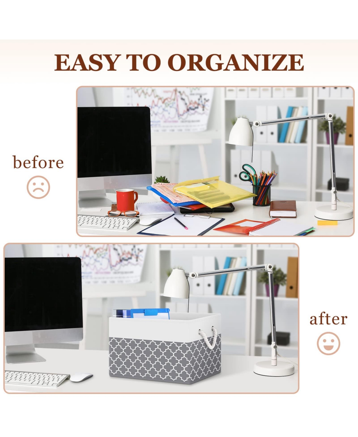 Gnuadz Foldable Storage Baskets Rope Handles Organizer Gift Basket