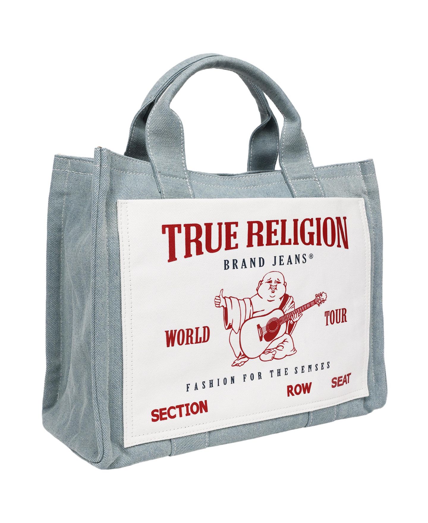 Женская сумка True Religion Ace Mega Pocket Buddha Tote - Denim World Tour, цвет: Джинсовый — фото 2
