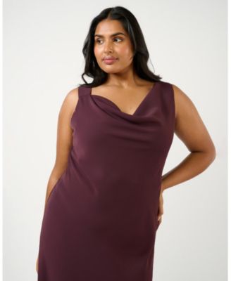 Plus Size Britney Assymetric Cowl-Neck Midi Sheath Dress