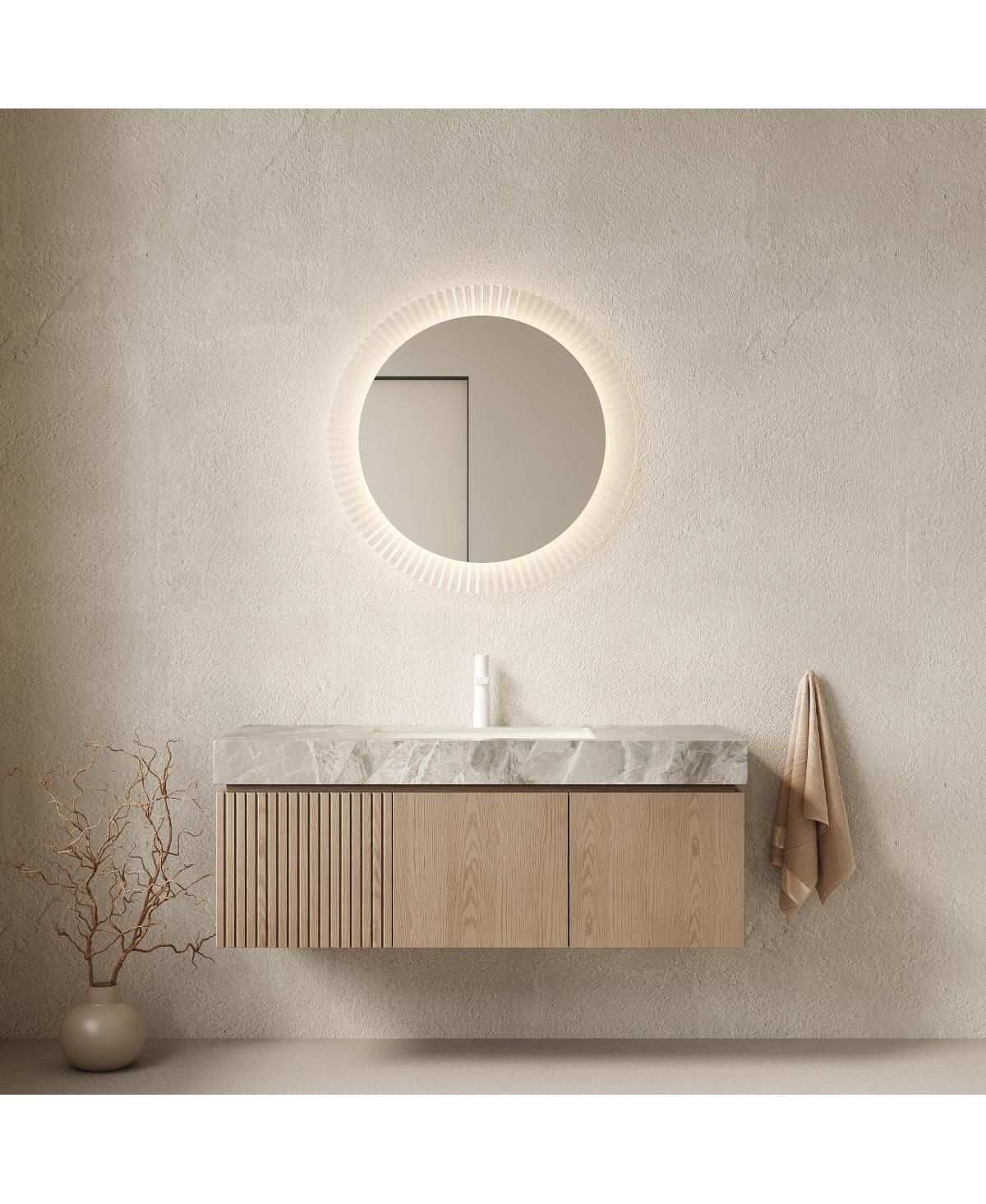 Sillysis Inch Italian Wall Mount Bathroom Vanity with Sintered Stone Countertop, Ceramic Sink, Soft Close Cabinet