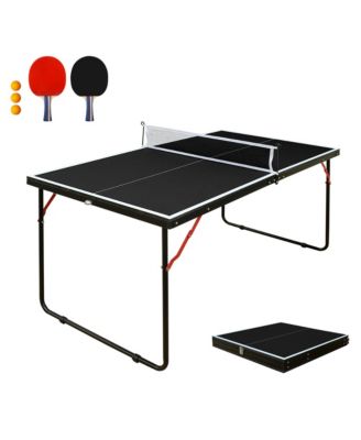 Compact Foldable Ping Pong Table, Portable Table Tennis Game Set Equipped with Net and 2 Paddles for Indoor and Outdoor Casual Play