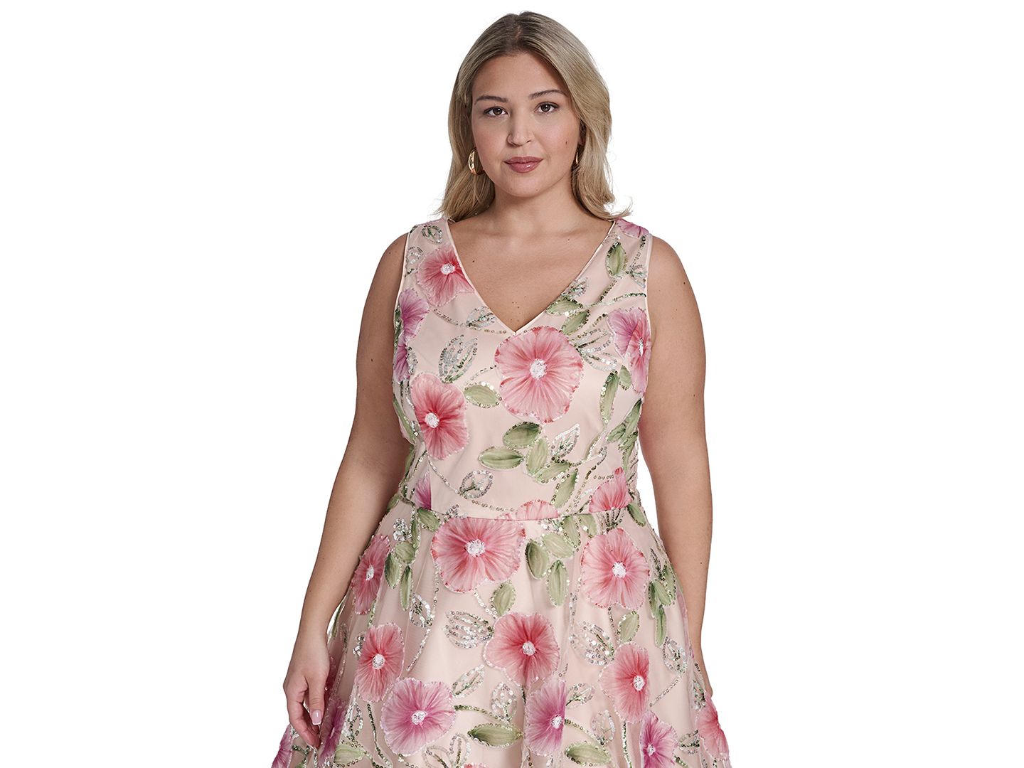 Женское платье Eliza J Plus Size Polyester-Blend V-Neck Sleeveless Midi, цвет: Фиолетовый разноцветный — фото 2