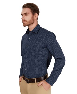 Men's Slim-Fit Geometric Print Dress Shirt