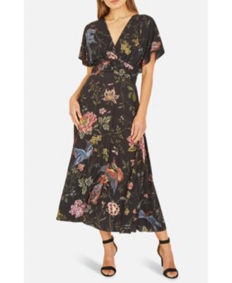 Women's Short Sleeve V-Neck Ruched Midi Dress