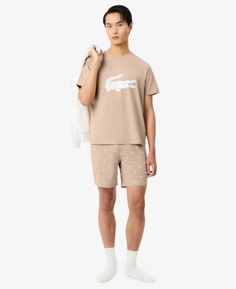 Мужские Lacoste Men's Crewneck Short-Sleeve T-Shirt and Pajama Shorts, 2-Piece Set