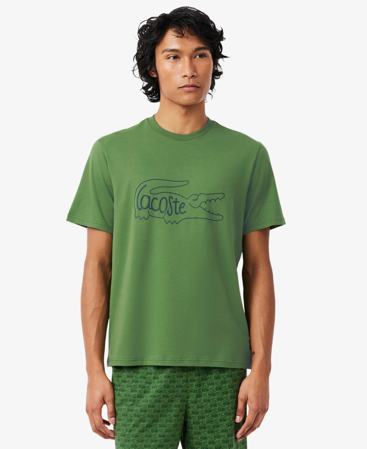 Мужские Lacoste Men's Short-Sleeve T-Shirt and Pajama Shorts, 2-Piece Set — фото 3