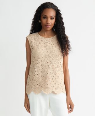 Women's Crocheted Sleeveless Top, Regular & Petite