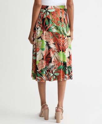 Women's Printed Pull-On Midi Skirt 