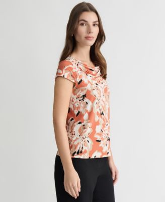 Women's Cowl-Neck Cap-Sleeve Top