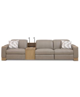 Maxyne 4-Piece Leather 3 Power Motion Recliner Sofa with Console