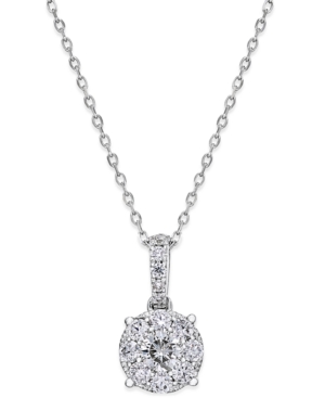 image of Diamond Cluster Circle Pendant Necklace (1/2 ct. t.w.) in 14k White Gold