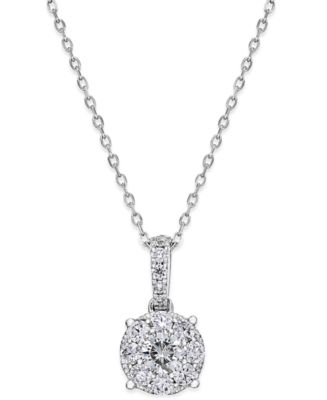 Macy's Diamond Cluster Circle Pendant Necklace (1/2 ct. t.w.) in 14k ...