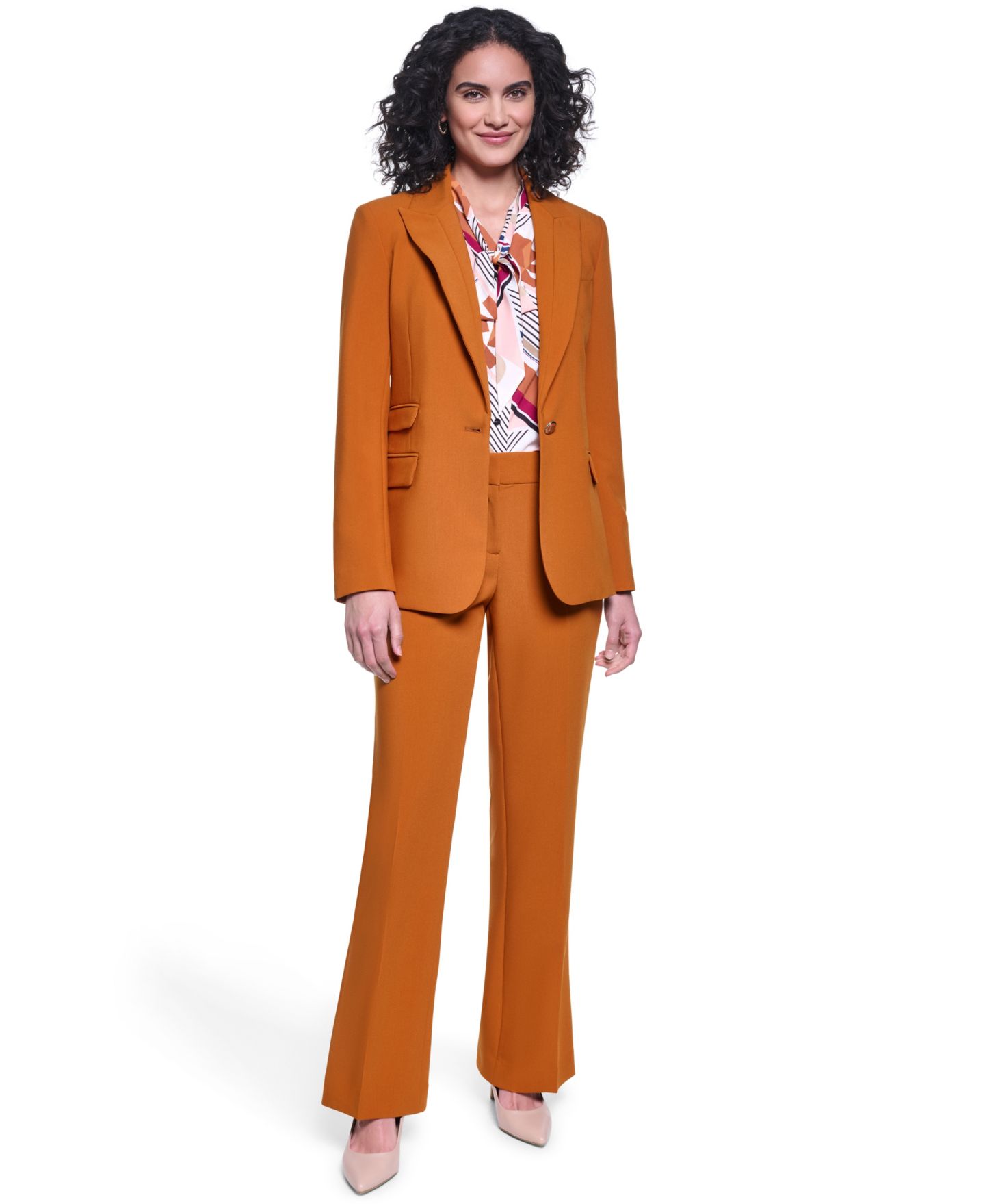 Женский пиджак KARL LAGERFELD PARIS Notch Lapel Woven Blazer, цвет: Сиена — фото 4