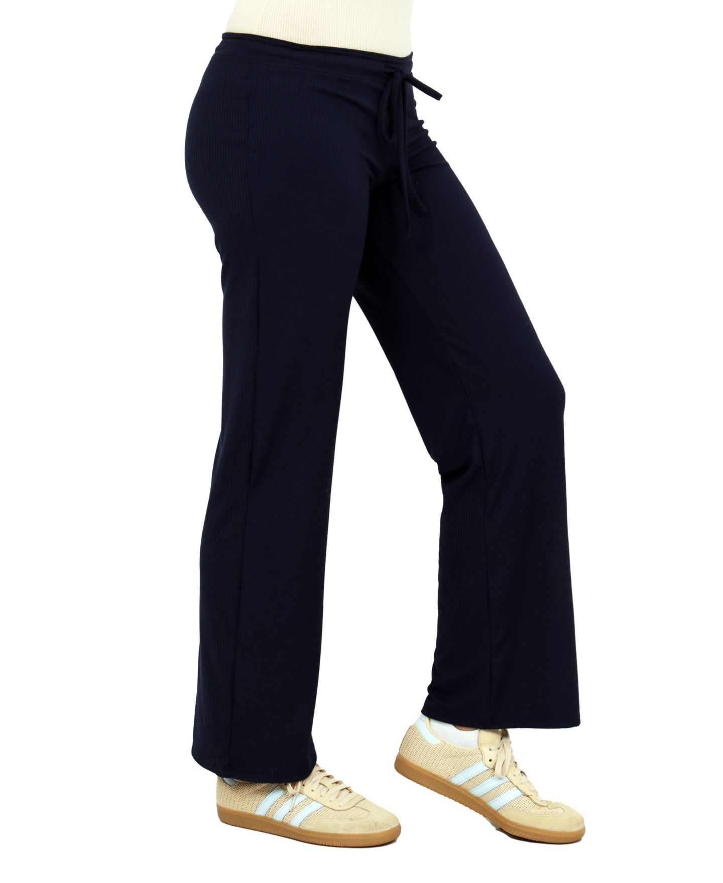 Женские брюки 24seven Comfort Apparel Ribbed Knit Wide-Leg Lounge Pants, цвет: Тёмно-синий — фото 2