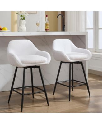  Counter Height Bar Stools Set of 2, 360degree Swivel Upholstered Barstools for Kitchen Island