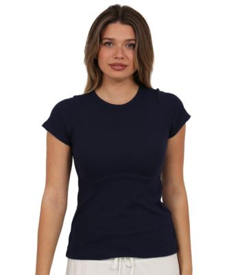 Women's Ribbed Knit Short-Sleeve Top