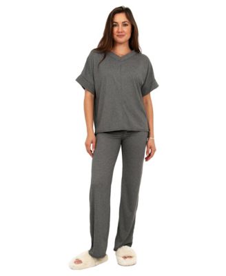 Women's V-Neck Top and Drawstring Wide-Leg Pant Set