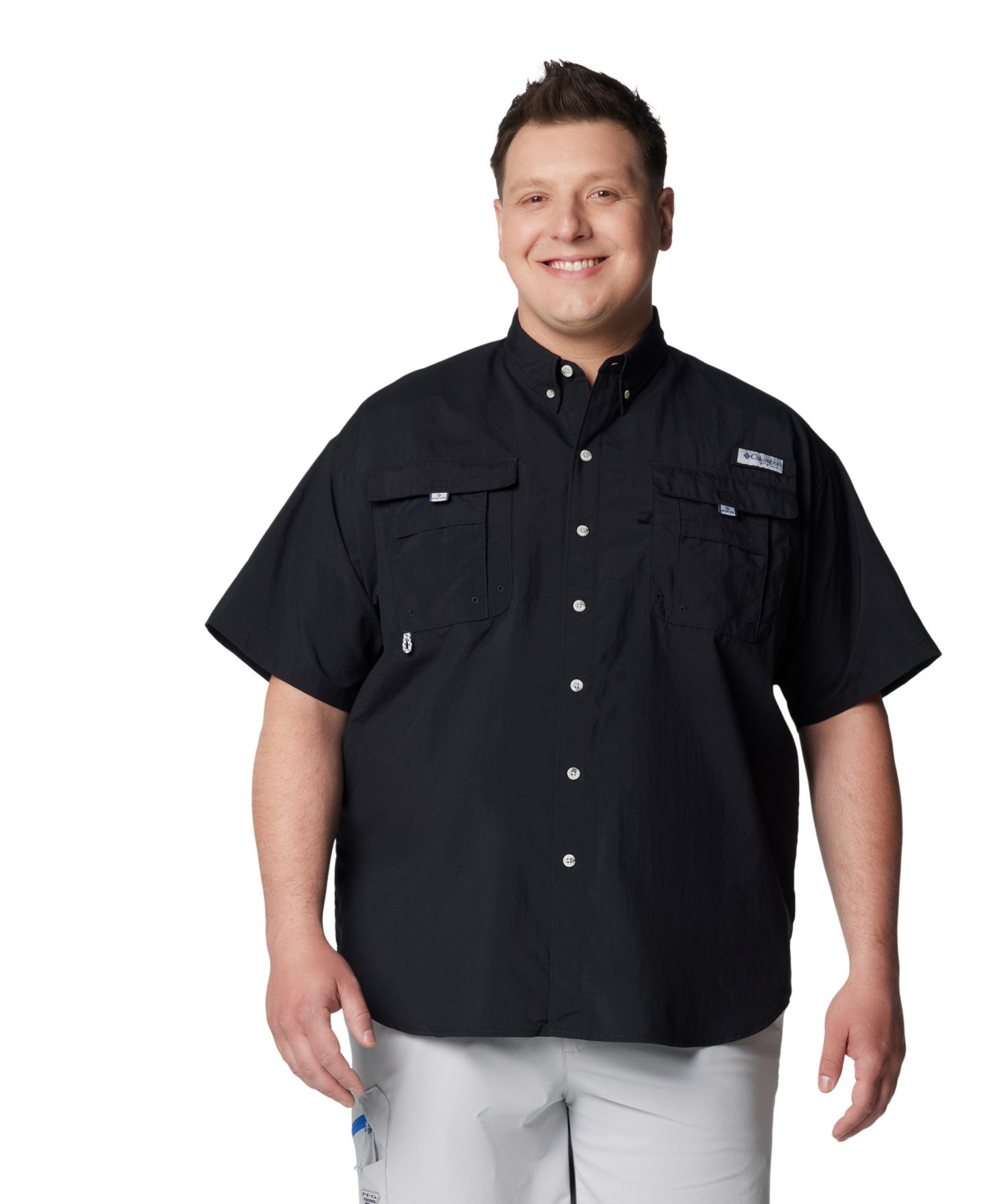 Мужская рубашка Columbia Big & Tall Bahama II Short Sleeve, цвет: Чёрный — фото 1