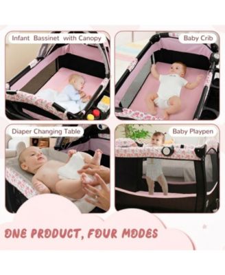Baby Portable 4-in-1 Pack and Play Nursery Center with Bassinet and Canopy