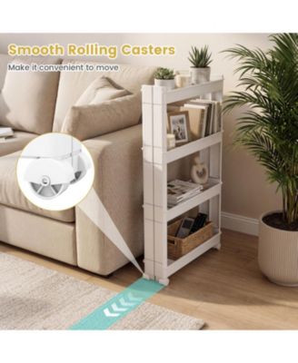 4-Tier Multifunctional Slim PP Storage Trolley with Ventilated Trays