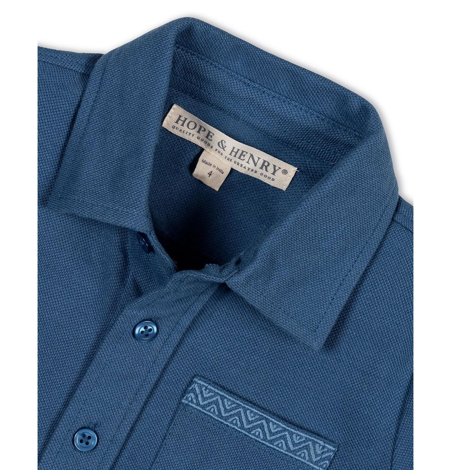 Рубашка Hope & Henry Organic Short Sleeve Jersey Knit Shirt для мальчиков-малышей, цвет: Каменный синий — фото 2
