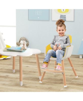 Baby 3-in-1 Convertible Wooden High Chair with Adjustable Tray and 5-Point Harness