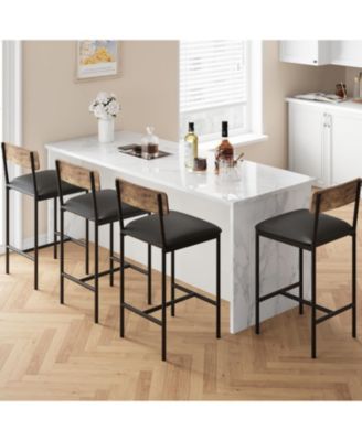 Kitchen Chairs Set of 4, Padded Bar Stools with Backrest for Dining and Bar Area