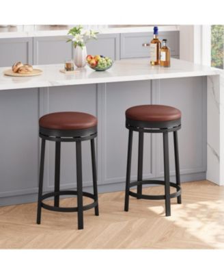 Dining Chair Swivel Bar Stool Set of 2 24.4 inch Counter Height Bar Stool for Kitchen Dining Room