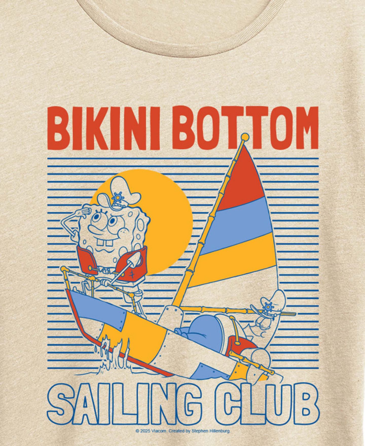 Женская футболка Hybrid Apparel Plus Size SpongeBob Square Pants Bikini Bottom Sailing Club Short-Sleeve Graphic, цвет: Берёзовый — фото 3