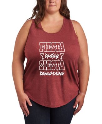 Plus Size Instant Message Fiesta Today Siesta Tomorrow Racerback Graphic Tank Top