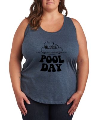 Plus Size Peanuts Snoopy Pool Day Racerback Graphic Tank Top