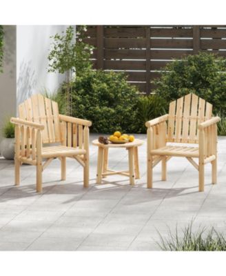 Solid Wood Outdoor Patio Armchair with High 105 Degree Reclined Back and Curved Armrests