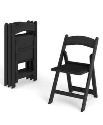 Resin Folding Chairs Set of 4 with Padded Seats