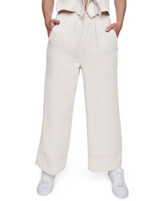 Petite Gauze Straight Leg Pull-On Pants