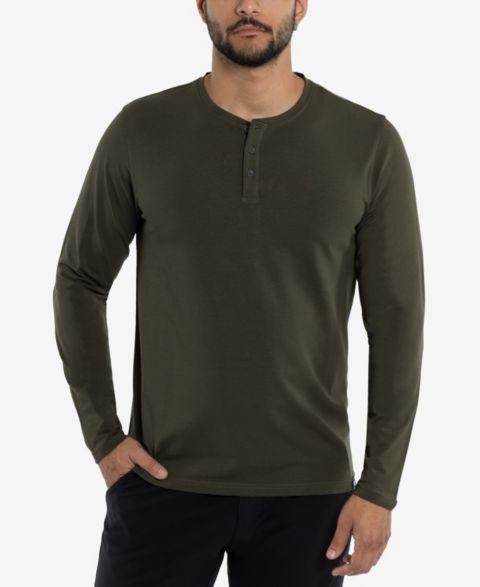 Мужская футболка XRAY X RAY Long Sleeve Henley, цвет: Армейский зелёный