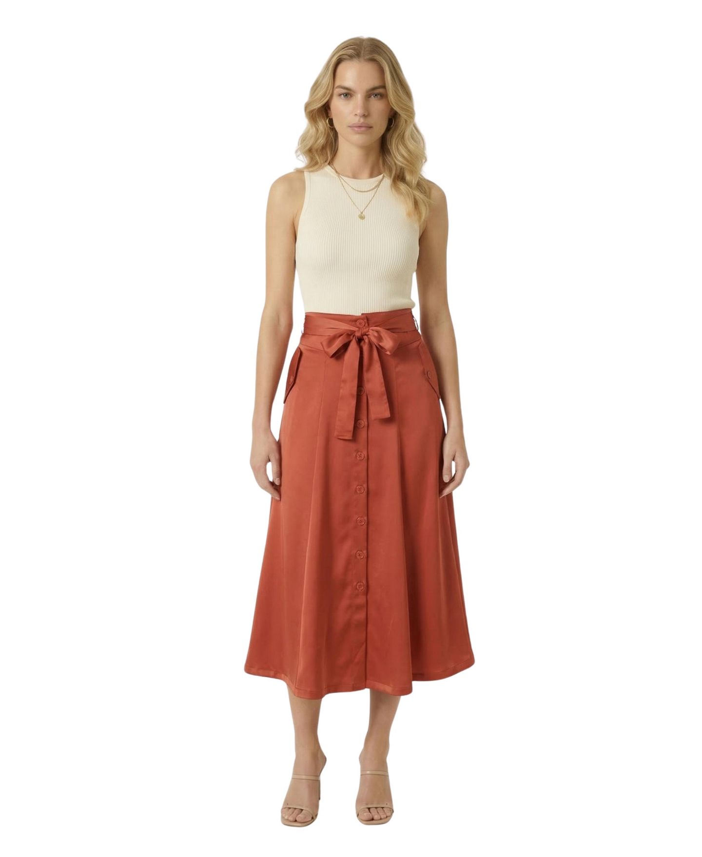 Женская юбка Modenaire Button-Front Waist-Tie Midi — фото 3