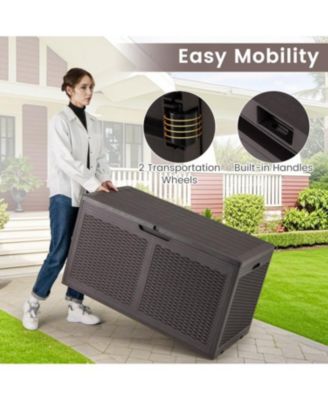 100 Gallon Resin Deck Box Outdoor Waterproof Storage Bench