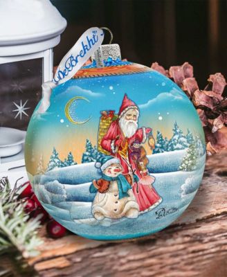 Limited Edition Oversized Winter Village Christmas Ball Glass Ornament