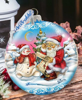 Limited Edition Oversized  Retro Santa List Ball Glass Ornament