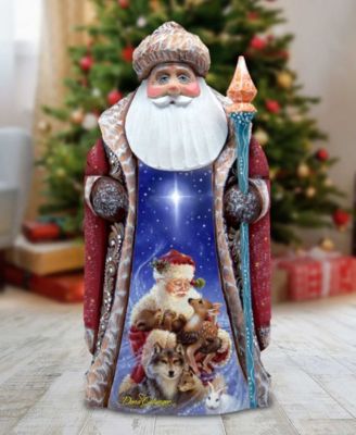 Woodcarved Hand Painted Santa Little Friends Figurine