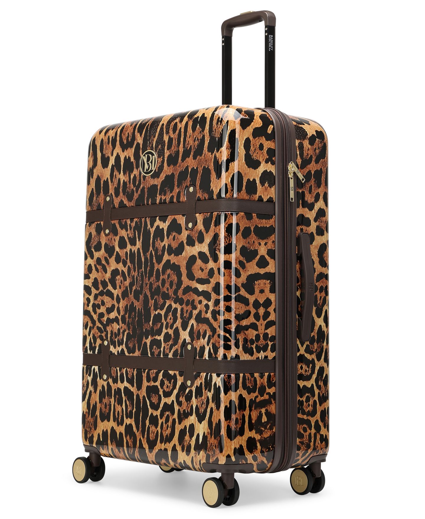 Чемодан Badgley Mischka Leopard Expandable Retro Large Checked Suitcase, цвет: Леопардовый — фото 6