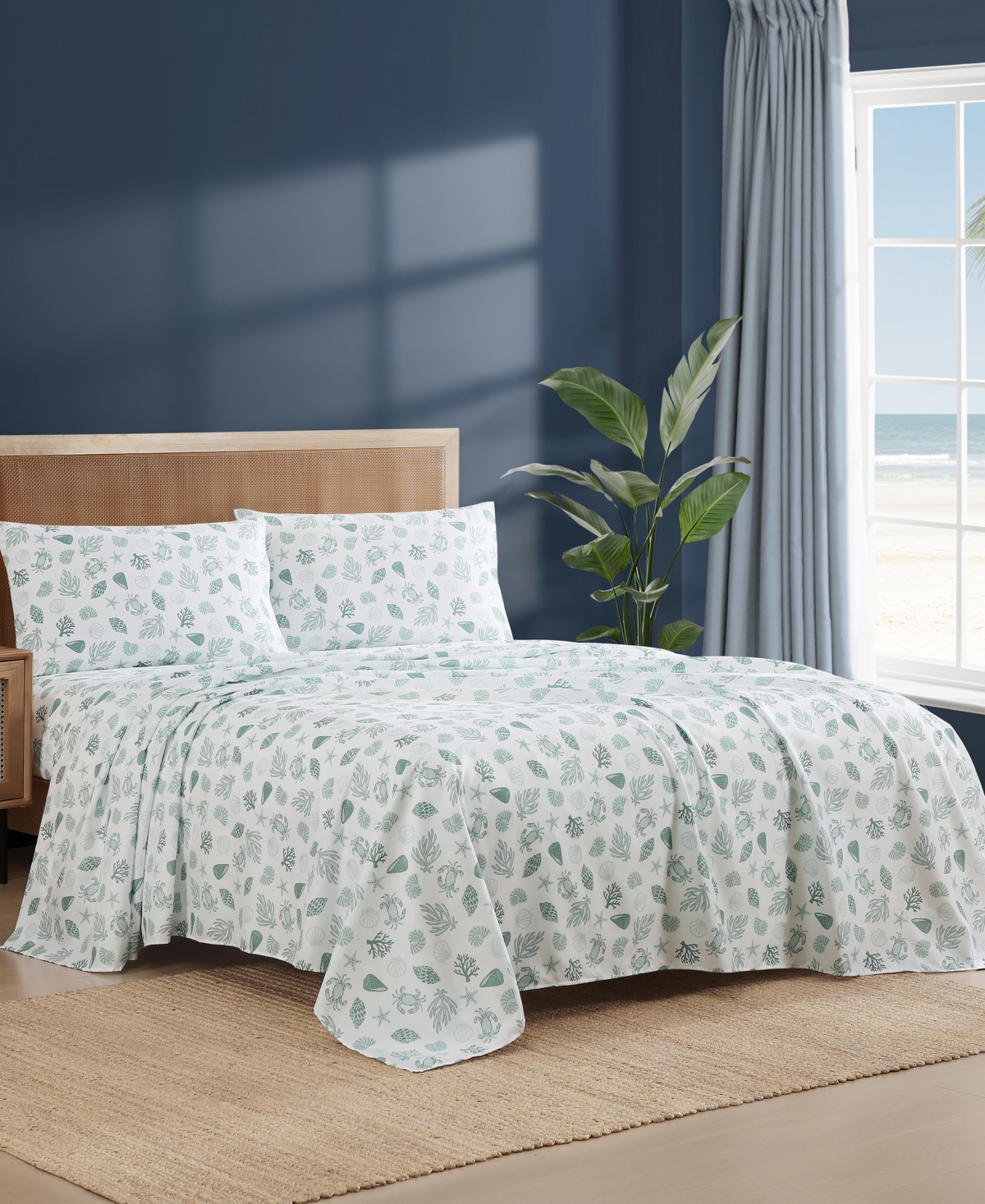 Caribbean Joe Coastal Pattern 4-Pc. Sheet Set